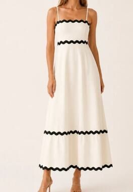 Kirundo White Black Maxi Dress XL NWT